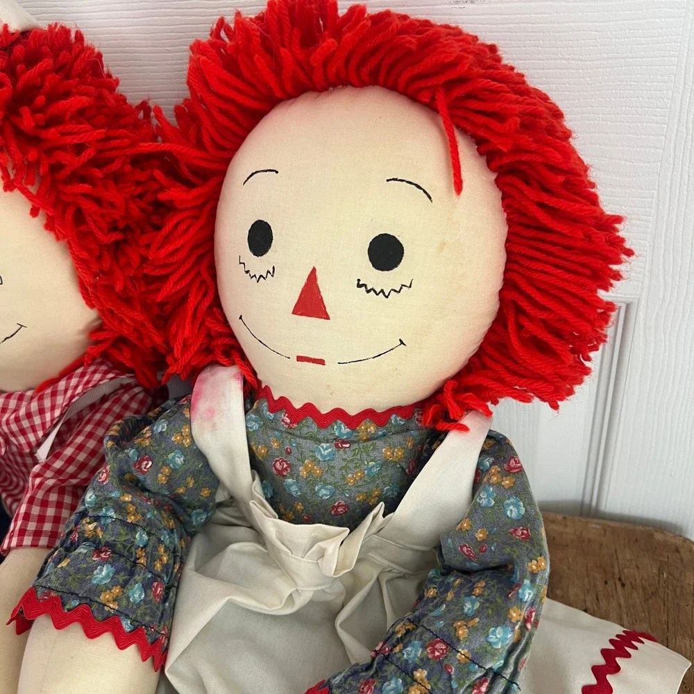 Unbranded Raggedy Ann Andy 26in Plush Set Vintage Style Red White Blue Americana